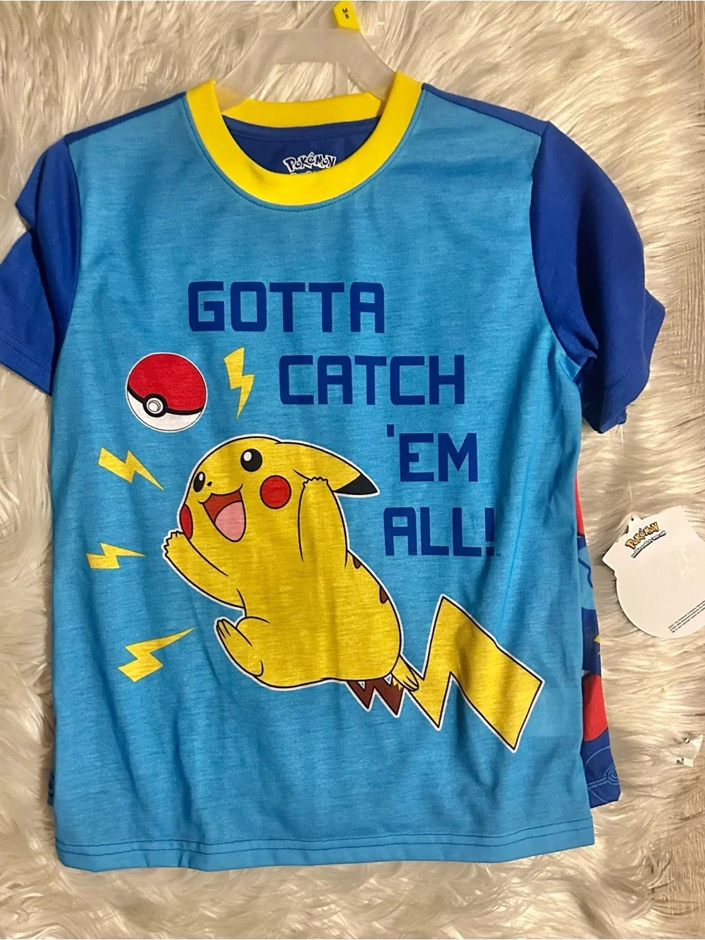 Pokemon Blue and Yellow Pikachu Short Sleeve Pajama set